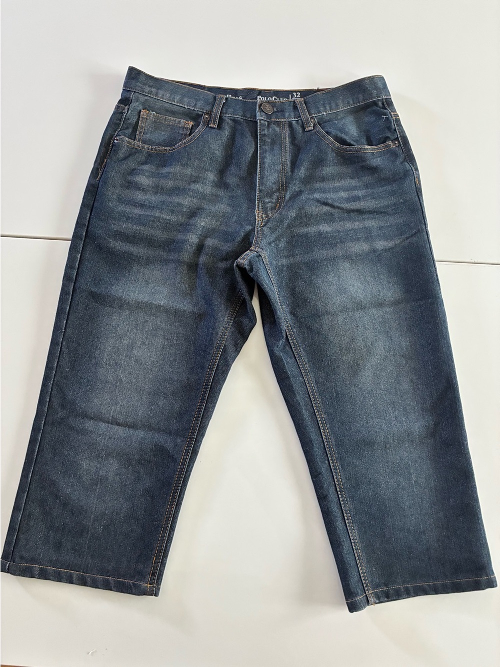 BEVERLY HILLS POLO CLUB 32/32 CLASSIC BLUE DENIM JEAN JORTS CASUAL UNISEX EUC